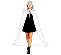 various Mantello lungo con cappuccio in velluto, costume da vampiro Halloween, mantello medievale, costume per feste di carnevale e Halloween, costume per adulti, unisex, donna e uomo, colore bianco