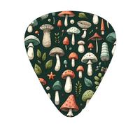 Various-Mushrooms-Green - Confezione da 12 plettri per chitarra con 3 spessori e scatola portaoggetti, plettri in ABS per basso elettrico