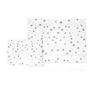 Various-Set di lenzuola per lettino 60 x 120 cm, biancheria per lettino, 100% cotone extra morbido, fabbricato in Europa-(lenzuolo con angoli+lenzuolo piano+federa), stampa stella grigia/bianca