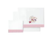 various - Set di lenzuola per lettino 60 x 120 cm, per neonati primavera e autunno, tipo 100% cotone extra morbido in Spagna-(basso+piano di lavoro+federa cuscino-amorevole colore BCO/rosa