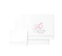 various Set Lenzuola Lettino Neonato 60x120 cm, 100% Cotone Extra Morbido, Include Lenzuolo con Angoli, Lenzuolo Sopra e Federa, Biancheria Letto Bambino Traspirante luna colore BCO/rosa