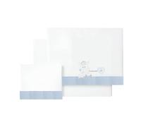 various Set Lenzuola Lettino Neonato 60x120 cm, 100% Cotone Extra Morbido, Include Lenzuolo con Angoli, Lenzuolo Sopra e Federa, Biancheria Letto Bambino Traspirante colore BCO/blu