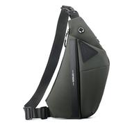VARLIVOO Borsa a Tracolla Uomo Antifurto con Porta Cuffie & Tasca Espandibile Zaino Monospalla Leggero per Lavoro Viaggio Ciclismo Poliestere Verde A