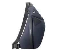 VARLIVOO Borsa a Tracolla Uomo Antifurto con Porta Cuffie & Tasca Espandibile Zaino Monospalla Leggero per Lavoro Viaggio Ciclismo Poliestere Blu A