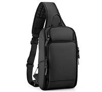 VARLIVOO Moda Zaino Monospalla da Uomo Borse a Spalla Sling Bag con USB Port Crossbody Bag Multi Tasche Sling Backpack Affare Viaggio Escursionismo Impermeabile Poliestere Nero