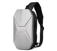 VARLIVOO Moda Zaino Monospalla da Uomo Borse a Spalla Sling Bag con USB Port Crossbody Bag Sling Backpack Affare Viaggio Escursionismo Impermeabile Difficile Guscio Poliestere Argento