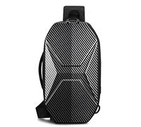 VARLIVOO Moda Zaino Monospalla da Uomo Borse a Spalla Sling Bag con USB Port Crossbody Bag Sling Backpack Affare Viaggio Escursionismo Impermeabile Difficile Guscio Poliestere Nero B