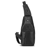 VARLIVOO Retrò Zaino Monospalla da Uomo Borse a Spalla Sling Bag Crossbody Bag Sling Backpack Affare Viaggio Escursionismo Impermeabile Pelle