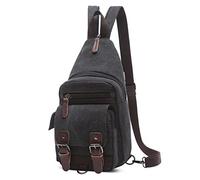 VARLIVOO Sling Bag Uomo Zaino Monospalla Borse a Spalla Piccolo Crossbody Bag Sport all'aperto Escursionismo Viaggio Pendolarismo Campeggio Ciclismo Alpinismo Scuola Tela Borsa a tracolla Nero