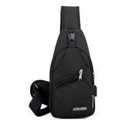 VARLIVOO Zaino Monospalla da Uomo con USB Port Borse a Spalla Sling Bag Crossbody Bag Viaggio Escursionismo Ciclismo Sling Backpack Impermeabile Poliestere Nero