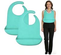 varlldibao Bavaglino in silicone per adulti, regolabile, per uomini e donne, lavabile, impermeabile, per anziani, con raccogli briciole