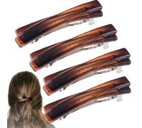 VARMDUKKE 4 fermagli per capelli francesi piccoli, 6,5 cm, curvi, a forma di guscio di tartaruga, per donne, accessori per capelli piatti lucidi per capelli sottili, spessi, lunghi, colore ambra