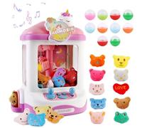 Varrotoy Giocattolo automatico per bambini con 10 bambole e 10 capsule, a forma di unicorno dolce Candy Grabber con suono e musica regolabili