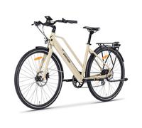 Varstrom Bicicleta Eléctrica 700C Mujer, Motor 250W, Batería 36V 10Ah, 8 Velocidades, Neumáticos Antipinchazos, 80KM Autonomía, Ideal Ciudad y Largas Distancias (Beige)