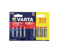 Varta 4703101428 Longlife Max Power (Max Tech) Batteria Alcalina, Ministilo AAA LR3, Confezione da 5+3 Pile - Il design può variare, Confezione risparmio, Promozionale