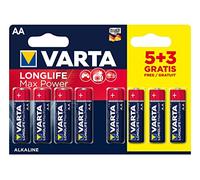 Varta 4706101428 Longlife Max Power (Max Tech) Batteria Alcalina, Stilo AA LR6, 1,5 V, Confezione da 5+3 Pile - Il design può variare, Confezione risparmio, Promozionale