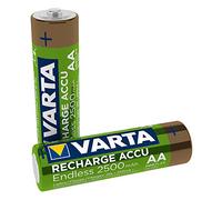 Varta 56686101402 Batteria Ricaricabile Endless, Stilo AA 2500 mAh, Confezione da 2 Pezzi Nichel-Metallo Idruro (NiMH)