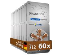 VARTA, 60 x Powerone p312 Hörgerätebatterie, Quecksilberfrei | wireless approved
