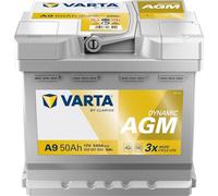 VARTA Automotive DYNAMIC AGM (A9) 12V 50Ah 540A - Batteria auto al piombo-acido per sistemi start-stop e xEV - Batteria di avviamento per fabbisogno energetico più elevato - senza manutenzione