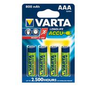 BATTERIE RICARICABILI VARTA AAA 4PZ MINI STILO 1.2 V 800MAH KR3800 COD. 56703 HR03 NI/MH RECHARG ACCU POWER