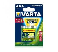 VAR R2U 4X1000 - Batteria NiMh, AAA (micro), 1000 mAh, confezione da 4