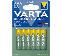 Varta Batteria Ricaricabile AAA MiniStilo, 800 mAh, Confezione da 6 Pezzi, Pre-caricate, Pronte all'Uso