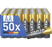 VARTA Batterie AA, confezione da 50, pile Power on Demand, Alcaline, 1,5V, pacco di stoccaggio, per accessori computer, dispositivi Smart Home, Made in Germany [Esclusivo su Amazon]