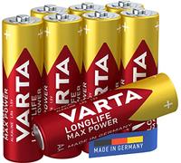 VARTA Batterie AA Longlife Max Power (confezione da 8), batterie alcaline, prodotte in Germania (l'imballaggio può variare)