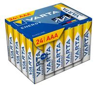 VARTA Pile AAA, confezione da 24, Energy, Alcaline, 1,5V, per semplici bisogni di base, imballaggio riciclato al 90%, Made in Germany