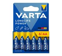 VARTA Pile AA, confezione da 6, Longlife Power, Alcaline, 1,5V, ideale per giocattoli, mouse wireless, torce elettriche, imballaggio riciclato al 90%, Made in Germany