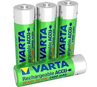 VARTA Batterie ricaricabili AA Rechargeable Ready2Use precaricata Micro Ni-Mh (pacco da 4, 2400mAh), ricaricabile senza effetto Memory - pronta all'uso, include una custodia