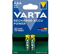 VARTA Batterie ricaricabili AAA Rechargeable Ready2Use precaricata Micro Ni-Mh (pacco da 2, 800mAh), ricaricabile senza effetto Memory - pronta all'uso
