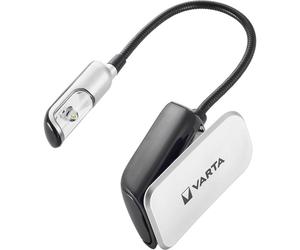 Varta Book Light (incl. 2x CR2032 Celle a bottone, con impugnatura a clip e collo flessibile) argento/nero, luce a clip Varta