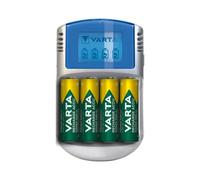 Varta Caricabatterie LCD per AA/AAA, Adattatore 12V e Cavo USB Inclusi | per pile ricaricabili NiMH, alimentatore/adattatore auto 12 V, protezione da sovraccarico e inversione di polarità