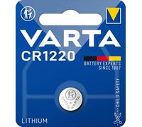 VARTA CR 1220, 6220101401, Batteria Litio a Bottone, Piatta, Specialistica, 3 Volts, Diametro 12,5mm, Altezza 2mm, confezione 1 pila