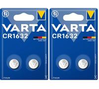 VARTA CR 1632, 6632101402, Batteria Litio a Bottone, Piatta, Specialistica, 3 Volts, Diametro 16mm, Altezza 3,2mm, confezione 2 pile (Confezione da 2)