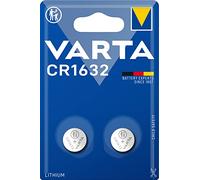 VARTA CR 1632, 6632101402, Batteria Litio a Bottone, Piatta, Specialistica, 3 Volts, Diametro 16mm, Altezza 3,2mm, confezione 2 pile