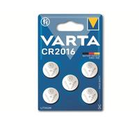 VARTA CR 2016, 6016101415, Batteria Litio a Bottone, Piatta, Specialistica, 3 Volts, Diametro 20mm, Altezza 1,6mm, confezione 5 pile
