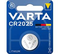 VARTA CR 2025, 6025101401, Batteria Litio a Bottone, Piatta, Specialistica, 3 Volts, Diametro 20mm, Altezza 2,5mm, confezione 1 pila