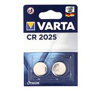 VARTA CR 2025, 6025101402, Batteria Litio a Bottone, Piatta, Specialistica, 3 Volts, Diametro 20mm, Altezza 2,5mm, confezione 2 pile