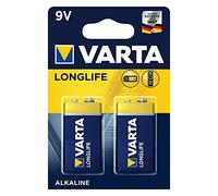 VARTA Longlife 4122- 6LP3146, Blocco da 9V, Batteria alcaline blocco E - Made in Germany - Ideali per rilevatori antincendio, rilevatori di fumo, accordatori, Confezione da 2