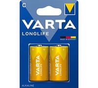 VARTA Longlife Batterie C Baby LR14 (pacco da 2) Batteria alcaline - Made in Germany - Ideali per telecomandi, radio, sveglie e orologi