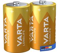 Varta 41020101412 Longlife Batteria Alcalina, Torcia D LR20, Confezione da 2 Pile - il design può variare