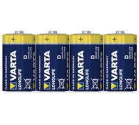 VARTA Longlife Batterie D Mono LR20 (pacco da 4) Batteria alcaline - Made in Germany - Ideali per telecomandi, radio, sveglie e orologi
