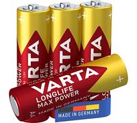 VARTA Longlife Max Power Batterie AA Mignon LR06 (pacco da 4) Batteria alcaline - Made in Germany - Ideali per giocattoli e dispositivi di uso quotidiano