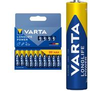 VARTA Pile AAA, confezione da 20, Longlife Power, Alcaline, 1,5V, ideale per giocattoli, mouse wireless, torce elettriche, imballaggio riciclato al 90%, Made in Germany