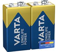 VARTA Pile 9V, Confezione da 2, Longlife Power, alcaline | 6LP3146 9 V, pila a blocco a lunga durata, conservazione fino a 10 anni, per rilevatore di fumo, strumenti di misura