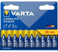Varta Batterie alcaline AA Longlife Power 1,5V – Confezione da 10 – Prodotto in Germania