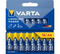 Varta Pile AA Longlife Power alcaline 1,5V - 16 pezzi, imballaggio riciclato al 90%, Made in Germany