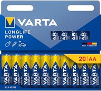 VARTA Pile AA, confezione da 20, Longlife Power, Alcaline, 1,5V, ideale per giocattoli, mouse wireless, torce elettriche, imballaggio riciclato al 90%, Made in Germany